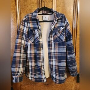 Blue and Brown Plaid Cotton Flannel Jacket